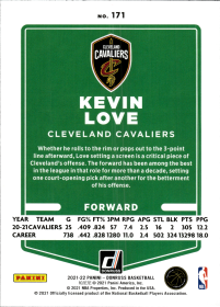Kevin Love - Panini Donruss Base Set 2021-22, Nr. 171