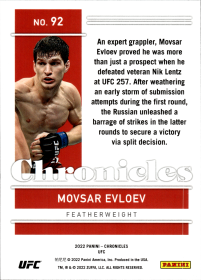Movsar Evloev - Panini Chronicles UFC Base Set 2022, Nr. 92