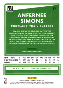 Anfernee Simons - Panini Donruss Base Set 2020-21, Nr. 87