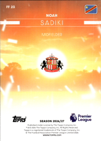 Noah Sadiki - Topps Flagship Premier League Flying the Flag 2026-27, Nr. FF 23 – Insert
