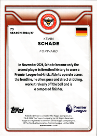 Kevin Schade - Topps Flagship Premier League Base Set 2026-27, Nr. 73