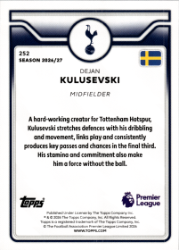 Dejan Kulusevski - Topps Flagship Premier League Base Set 2026-27, Nr. 252