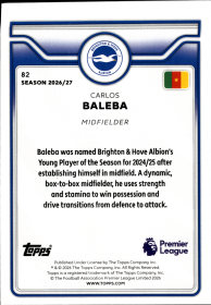 Carlos Baleba - Topps Flagship Premier League Base Set 2026-27, Nr. 82
