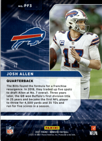 Josh Allen - Panini Donruss Power Formulas 2021, Nr. PF3 – Insert