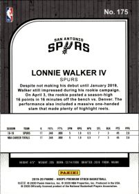 Lonnie Walker IV - Panini Hoops Premium Stock Base Set 2019-20, Nr. 175