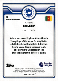Carlos Baleba - Topps Flagship Premier League Base Set 2026-27, Nr. 82
