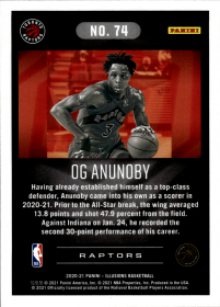 OG Anunoby - Panini Illusions Base Set 2020-21, Nr. 74