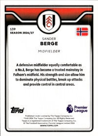 Sander Berge - Topps Flagship Premier League Base Set 2026-27, Nr. 139