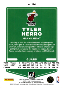 Tyler Herro - Panini Donruss Base Set 2021-22, Nr. 114