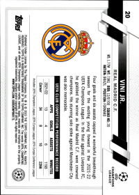 Vini Jr. - Topps Chrome UEFA Club Competitions Base Set 2022-23, Nr. 20
