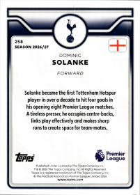 Dominic Solanke - Topps Flagship Premier League Base Set 2026-27, Nr. 258