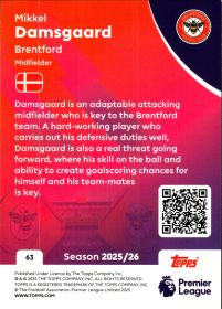 Mikkel Damsgaard - Topps Match Attax Premier League Base Set 2025-26, Nr. 63