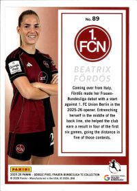 Beatrix Fördős - Panini Frauen-Bundesliga TC Collection Base Set 2025-26, Nr. 89