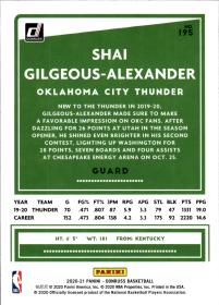 Shai Gilgeous-Alexander - Panini Donruss Base Set 2020-21, Nr. 195