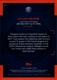 Kylian Mbappé - Topps Paris Saint-Germain Official Team Set 2023-24, Nr. 25