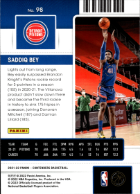 Saddiq Bey - Panini Contenders Season Ticket 2021-22, Nr. 98