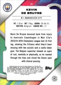 Kevin De Bruyne - Topps Finest UEFA Club Competitions Base Set 2024-25, Nr. 17