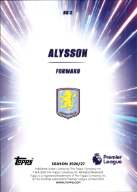 Alysson - Topps Flagship Premier League Nitro Boost 2026-27, Nr. NB 3 – Rookie Card, Insert