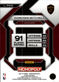 Donovan Mitchell - Panini Prizm Monopoly Prizm Skills 2023-24, Nr. PS10 – Insert