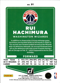 Rui Hachimura - Panini Donruss Base Set 2021-22, Nr. 91