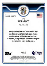 Haji Wright - Topps Flagship Premier League Base Set 2026-27, Nr. 272 – Pink Voltage Parallel