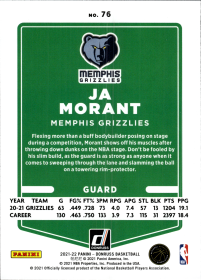 Ja Morant - Panini Donruss Base Set 2021-22, Nr. 76