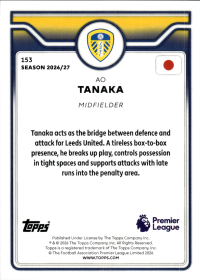Ao Tanaka - Topps Flagship Premier League Base Set 2026-27, Nr. 153