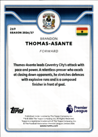 Brandon Thomas-Asante - Topps Flagship Premier League Base Set 2026-27, Nr. 269