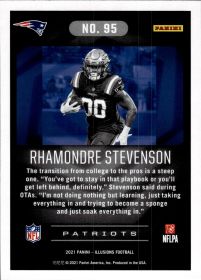 Rhamondre Stevenson - Panini Illusions Base Set 2021, Nr. 95 – Rookie Card, Trophy Collection Emerald