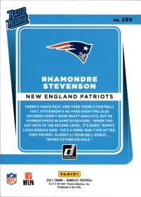 Rhamondre Stevenson - Panini Donruss Base Set 2021, Nr. 286 – Rookie Card