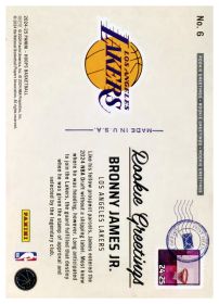 Bronny James Jr. - Panini Hoops Rookie Greetings 2024-25, Nr. 6 – Rookie Card