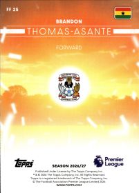 Brandon Thomas-Asante - Topps Flagship Premier League Flying the Flag 2026-27, Nr. FF 25 – Insert