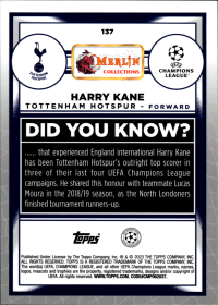 Harry Kane - Topps Merlin Chrome UEFA Club Competitions Base Set 2022-23, Nr. 137
