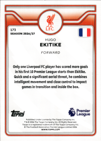 Hugo Ekitike - Topps Flagship Premier League Base Set 2026-27, Nr. 173