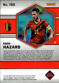 Eden Hazard - Panini Mosaic FIFA Road to World Cup Base Set 2021-22, Nr. 190