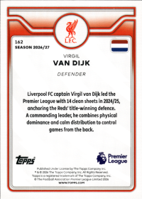 Virgil van Dijk - Topps Flagship Premier League Base Set 2026-27, Nr. 162