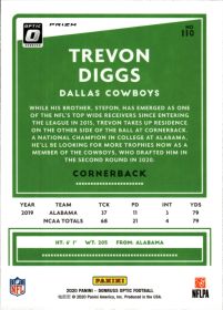 Trevon Diggs - Panini Donruss Optic Base Set 2020, Nr. 110 – Rookie Card, Green Velocity