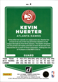 Kevin Huerter - Panini Donruss Base Set 2021-22, Nr. 4