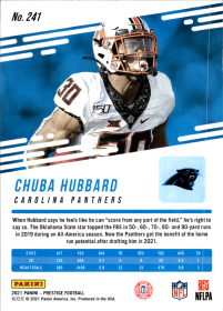 Chuba Hubbard - Panini Prestige Base Set 2021, Nr. 241 – Rookie Card