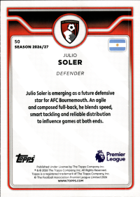 Julio Soler - Topps Flagship Premier League Base Set 2026-27, Nr. 50