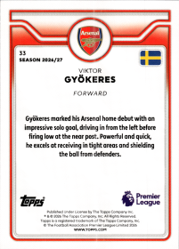 Viktor Gyökeres - Topps Flagship Premier League Base Set 2026-27, Nr. 33