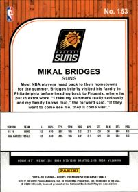 Mikal Bridges - Panini Hoops Premium Stock Base Set 2019-20, Nr. 153
