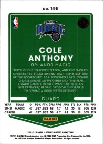 Cole Anthony - Panini Donruss Optic Base Set 2021-22, Nr. 146