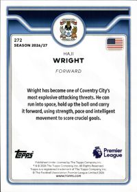 Haji Wright - Topps Flagship Premier League Base Set 2026-27, Nr. 272