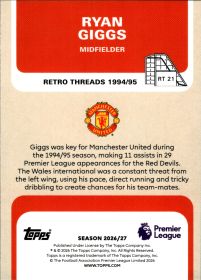 Ryan Giggs - Topps Flagship Premier League Retro Threads 2026-27, Nr. RT 21 – Insert