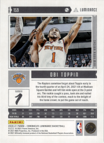 Obi Toppin - Panini Chronicles Luminance 2020-21, Nr. 159
