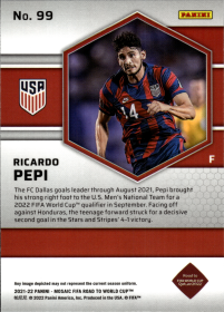Ricardo Pepi - Panini Mosaic FIFA Road to World Cup Base Set 2021-22, Nr. 99 – Rookie Card