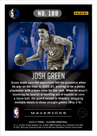 Josh Green - Panini Illusions Base Set 2020-21, Nr. 189 – Rookie Card