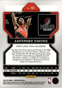 Anfernee Simons - Panini Prizm Base Set 2021-22, Nr. 168