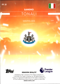 Sandro Tonali - Topps Flagship Premier League Flying the Flag 2026-27, Nr. FF 21 – Insert